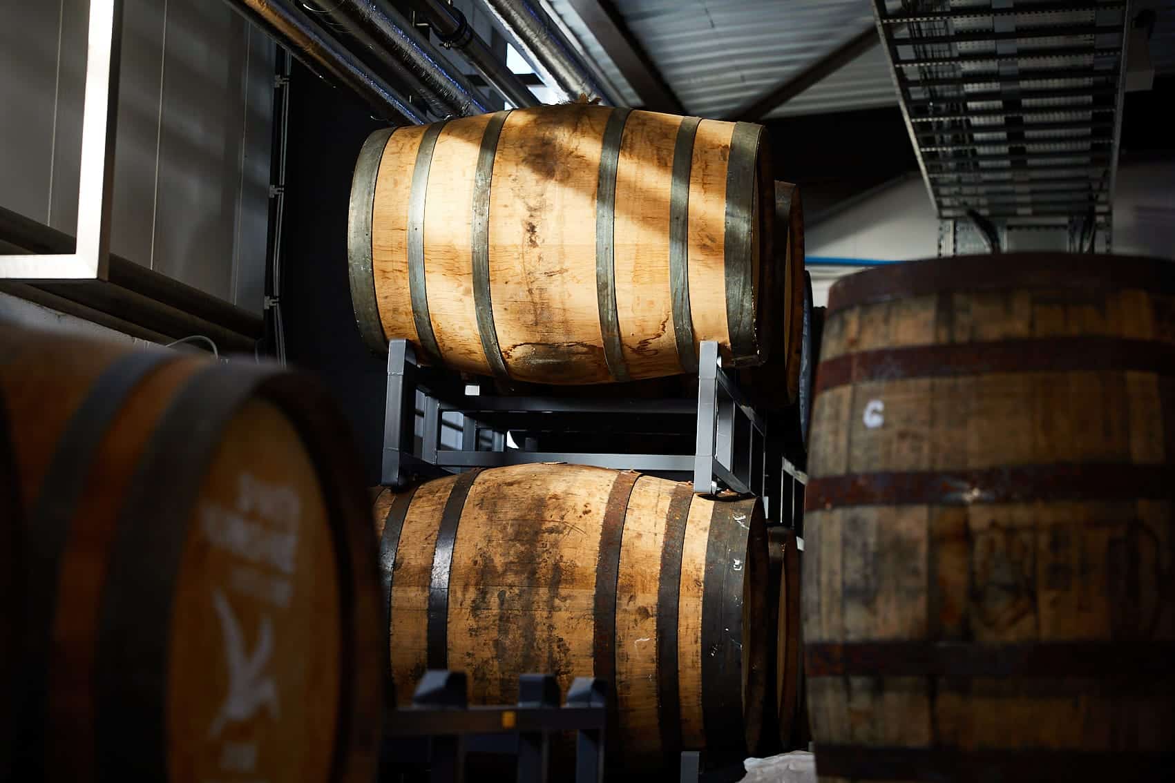 Casks being stored at the Spirit of Yorkshire Distillery