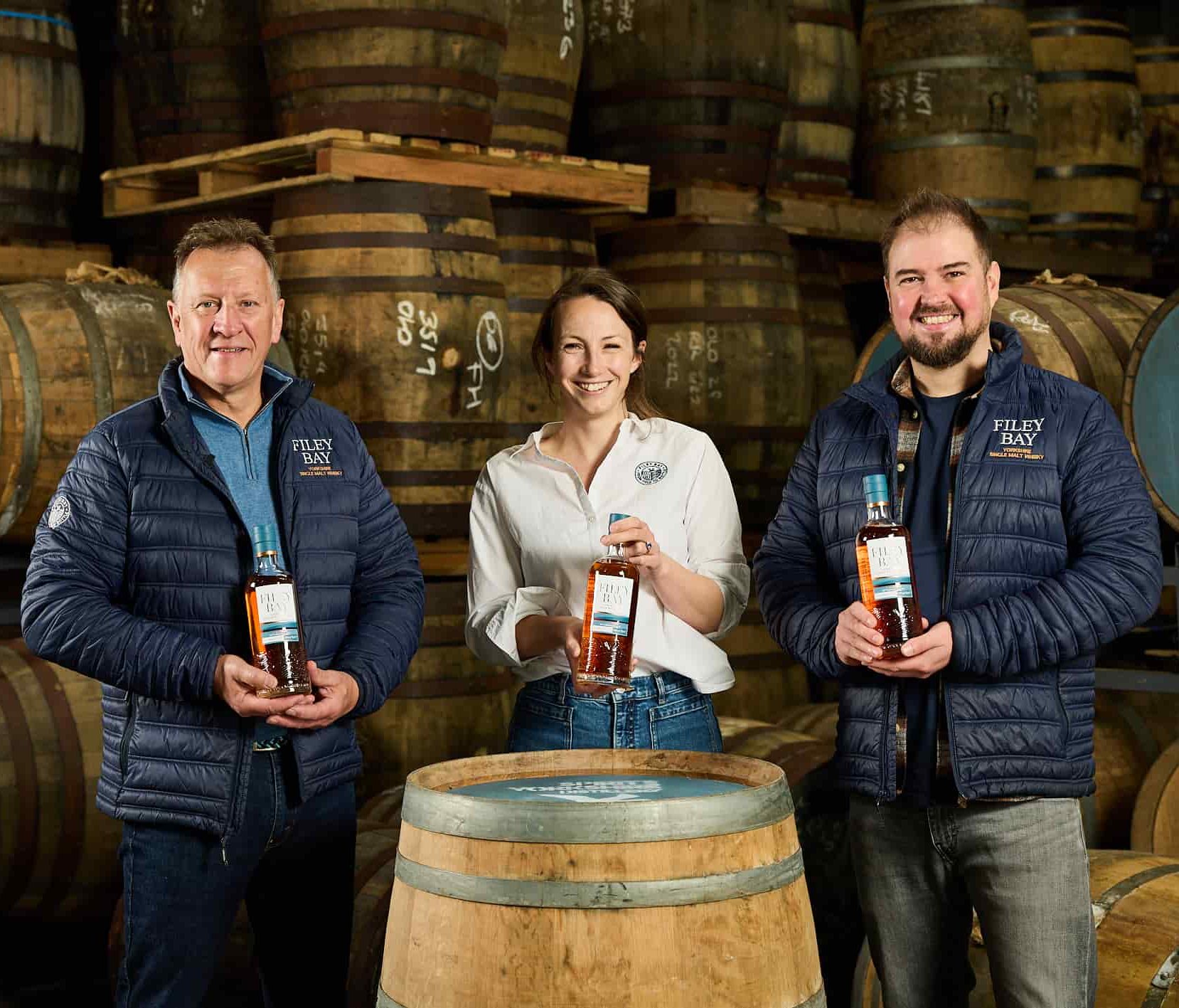 Filey Bay 10th Anniversary | Yorkshire Single Malt Whisky - Directors, David Thompson, Jenni Mellor & Joe Clark.